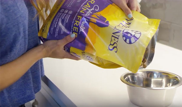woman serving wellness dry pet